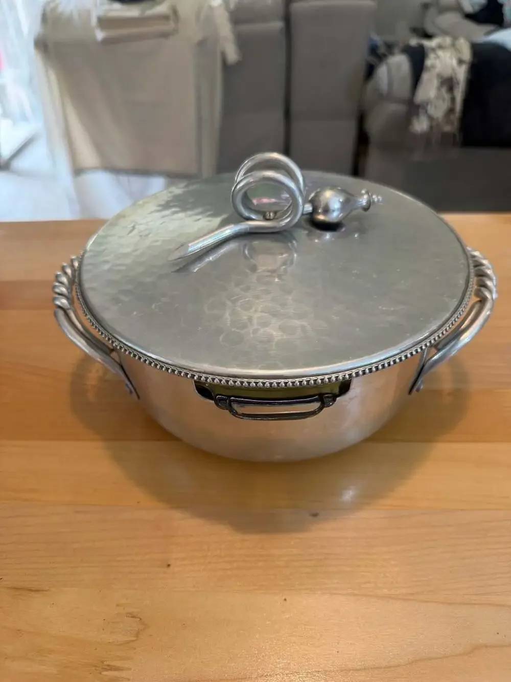 Vintage Buenilum Aluminum Covered Casserole Dish with Pyrex Glass Insert